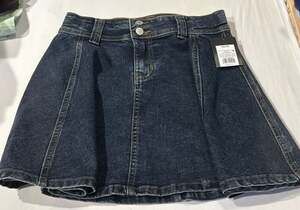 Art Class Girls' Double Button Flared Denim Skirt, Black Wash, Size XL (14)